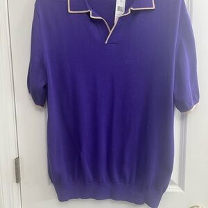 Paul Fredrick Purple Sweater with Cream Accents